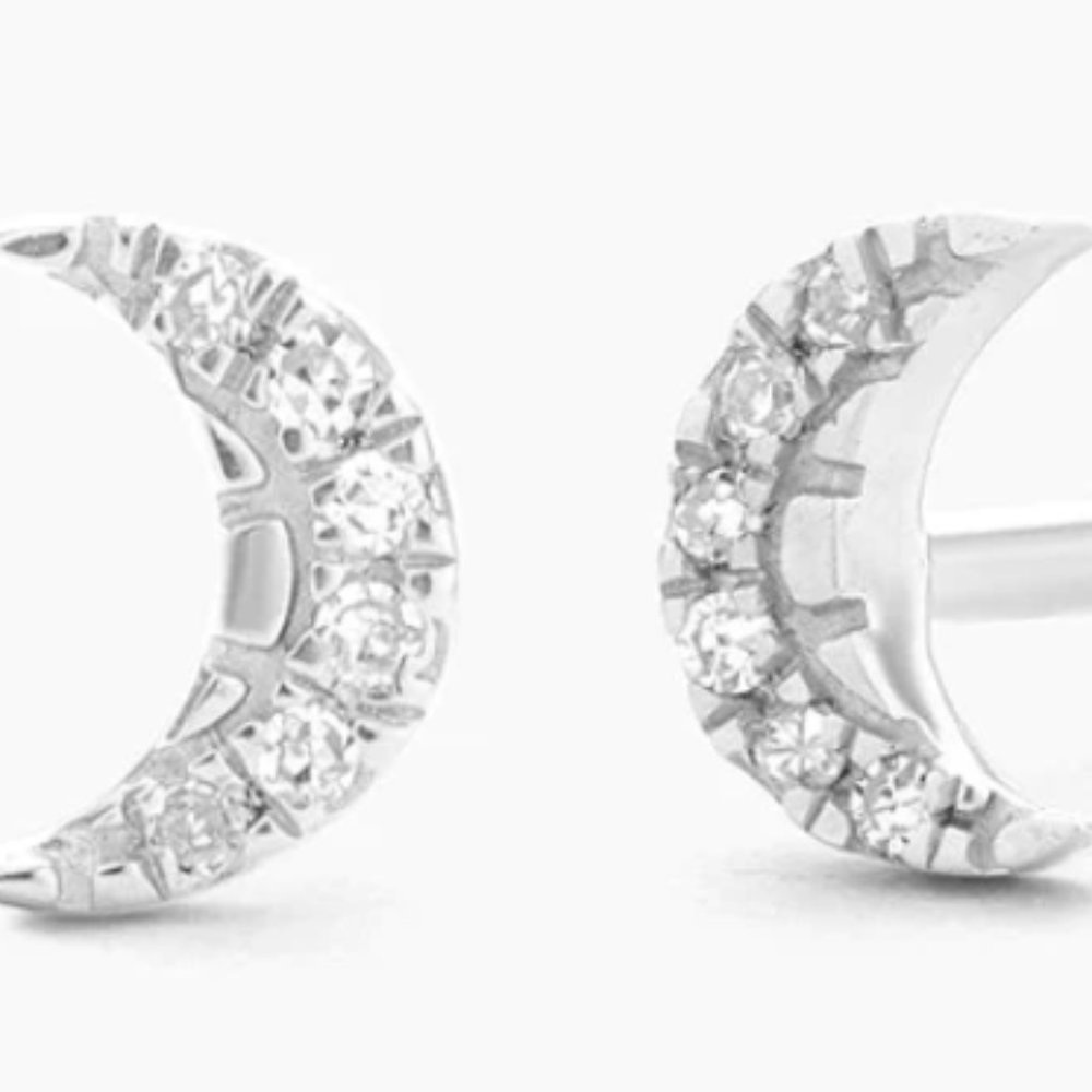 Diamond Crescent Moon Earrings